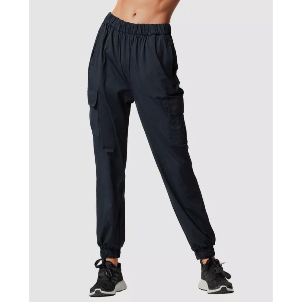 Blanc Noir Women's Black High Rise Stretch Waist‎ Cargo Pants Size Xs